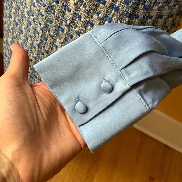 YAYA Women Bel Air Blue Gathered Blouse Size 36 - Picture 10 of 15